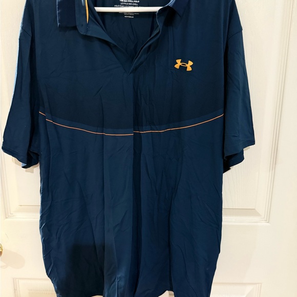Under Armour Navy Shirt with Gold Logo - Picture 2 of 2